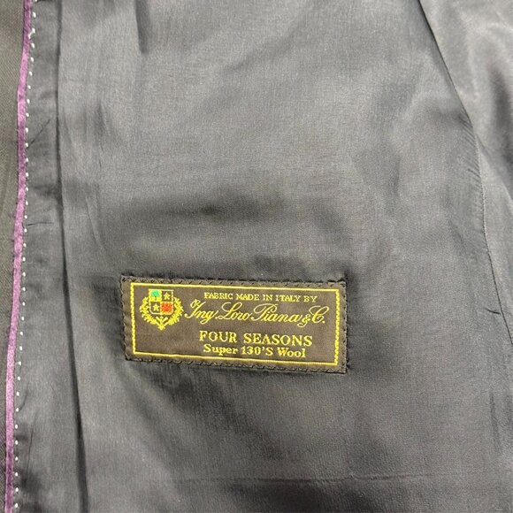 Baumler Loro Piana Suit 130s Four Seasons Wool Striped 2pc Grey 48R 42x30 - Picture 8 of 15